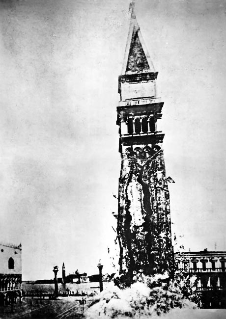 Storia di Venezia, Il Crollo del Campanile di San Marco in un fotomontaggio di Zago