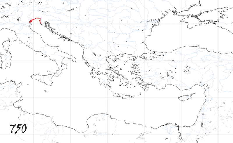 Storia di Venezia, Evoluzione Territoriale della Repubblica di Venezia, anno 750