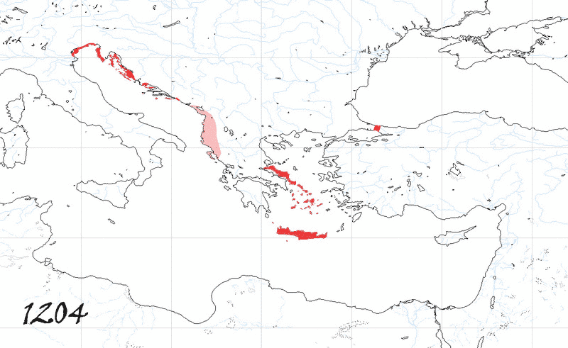 Storia di Venezia, Evoluzione Territoriale della Repubblica di Venezia, anno 1204