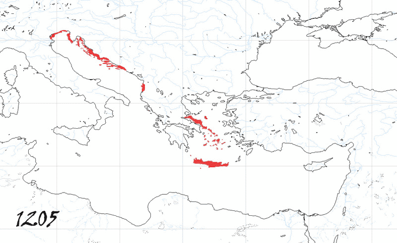 Storia di Venezia, Evoluzione Territoriale della Repubblica di Venezia, anno 1205