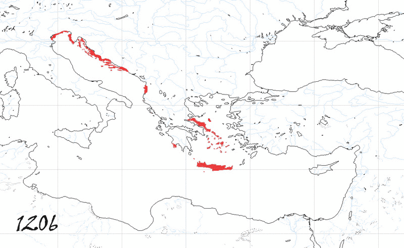 Storia di Venezia, Evoluzione Territoriale della Repubblica di Venezia, anno 1206