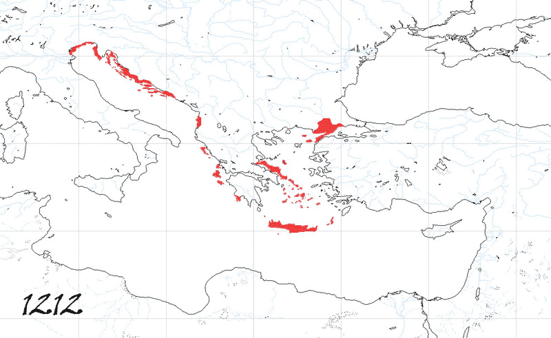Storia di Venezia - Evoluzione Territoriale della Repubblica di Venezia, anno 1212