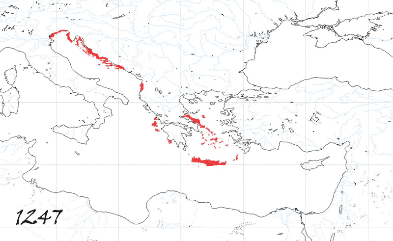Storia di Venezia - Evoluzione Territoriale della Repubblica di Venezia, anno 1247