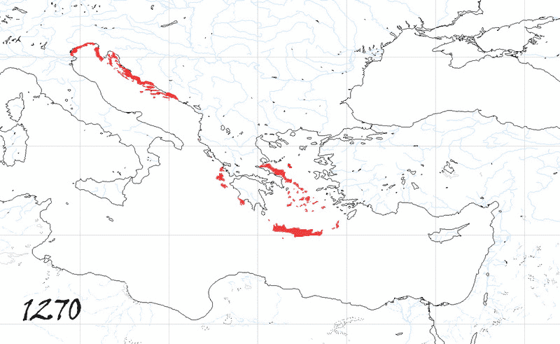 Storia di Venezia - Evoluzione Territoriale della Repubblica di Venezia, anno 1270
