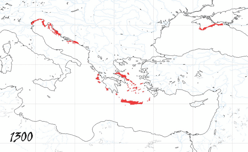 Storia di Venezia - Evoluzione Territoriale della Repubblica di Venezia, anno 1300