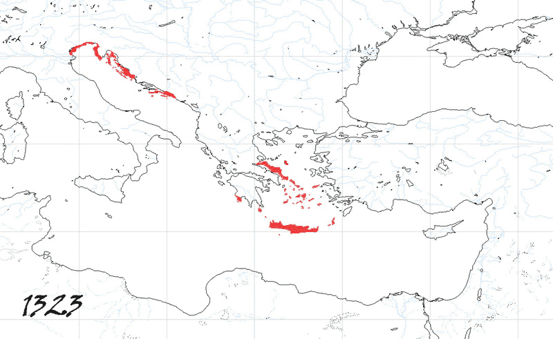 Storia di Venezia - Evoluzione Territoriale della Repubblica di Venezia, anno 1323
