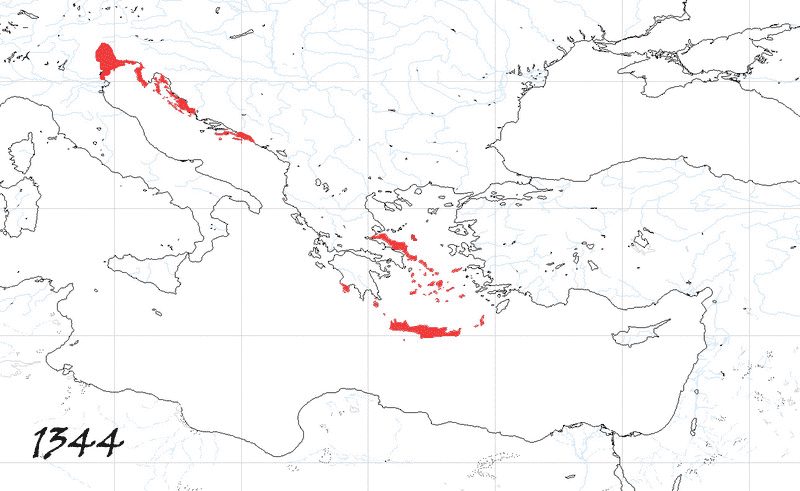Storia di Venezia - Evoluzione Territoriale della Repubblica di Venezia, anno 1344