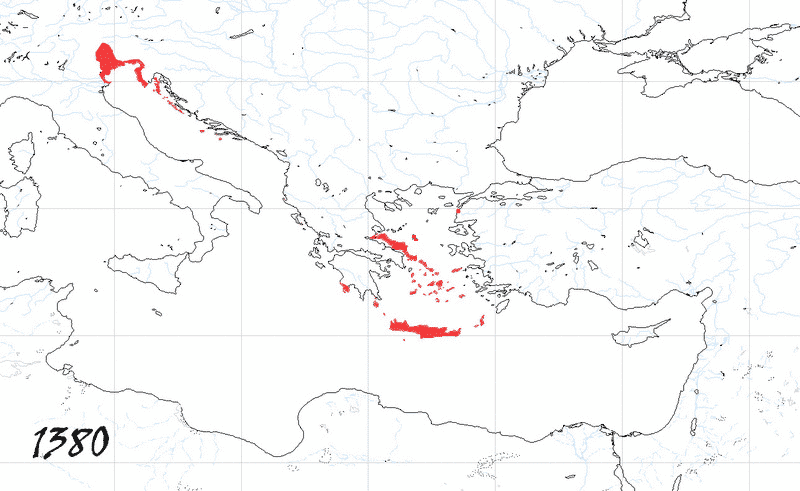 Storia di Venezia - Evoluzione Territoriale della Repubblica di Venezia, anno 1380
