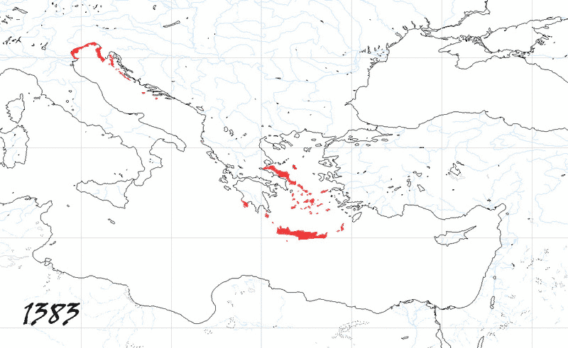 Storia di Venezia - Evoluzione Territoriale della Repubblica di Venezia, anno 1383