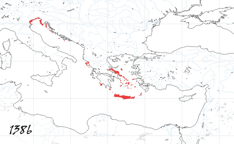 Storia di Venezia - Evoluzione Territoriale della Repubblica di Venezia, anno 1386