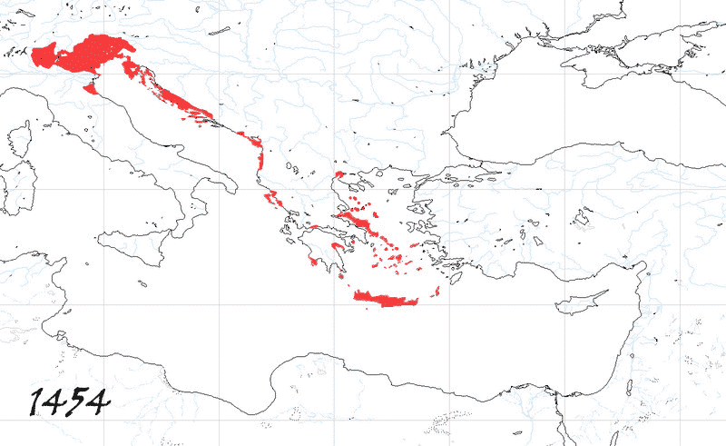 Storia di Venezia - Evoluzione Territoriale della Repubblica di Venezia, anno 1454