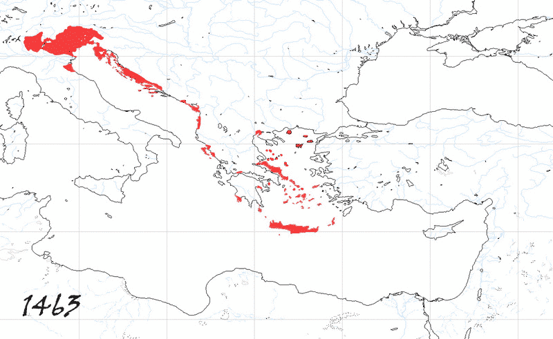 Storia di Venezia - Evoluzione Territoriale della Repubblica di Venezia, anno 1463