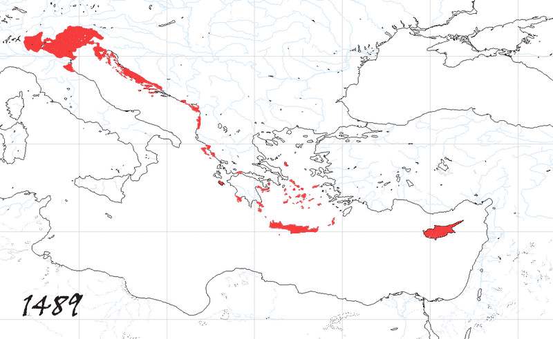 Storia di Venezia - Evoluzione Territoriale della Repubblica di Venezia, anno 1489