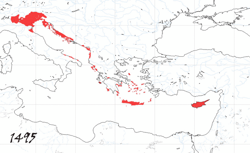 Storia di Venezia - Evoluzione Territoriale della Repubblica di Venezia, anno 1495