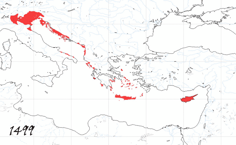 Storia di Venezia - Evoluzione Territoriale della Repubblica di Venezia, anno 1499