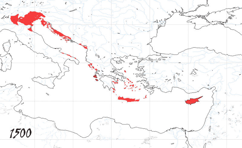 Storia di Venezia - Evoluzione Territoriale della Repubblica di Venezia, anno 1500