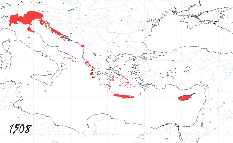 Storia di Venezia - Evoluzione Territoriale della Repubblica di Venezia, anno 1508