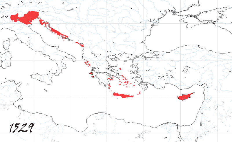 Storia di Venezia - Evoluzione Territoriale della Repubblica di Venezia, anno 1529