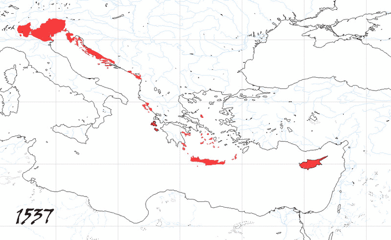 Storia di Venezia - Evoluzione Territoriale della Repubblica di Venezia, anno 1537