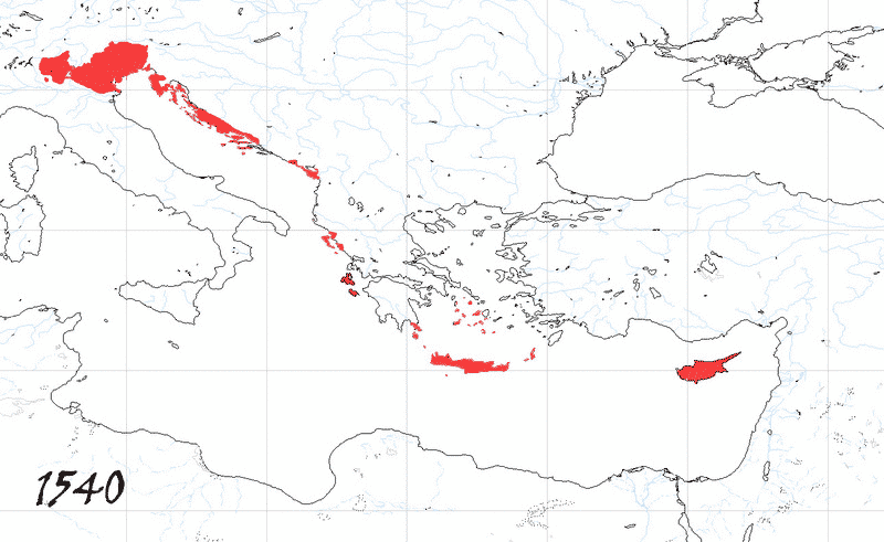 Storia di Venezia - Evoluzione Territoriale della Repubblica di Venezia, anno 1540