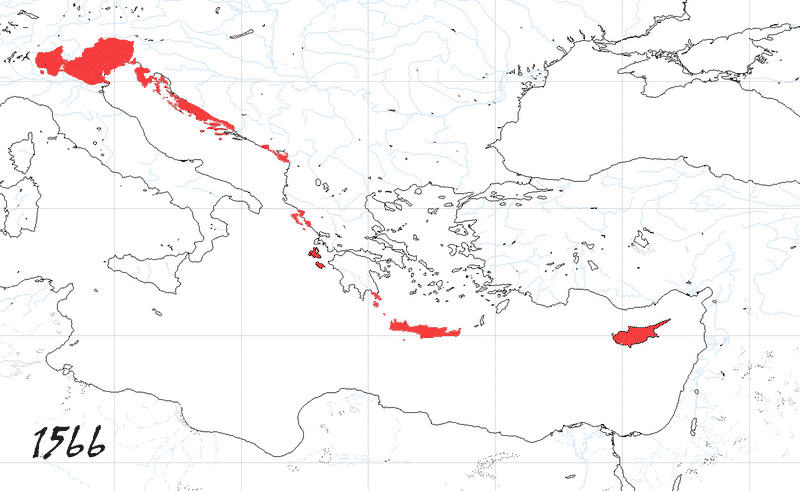 Storia di Venezia - Evoluzione Territoriale della Repubblica di Venezia, anno 1566