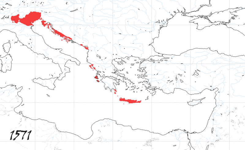 Storia di Venezia - Evoluzione Territoriale della Repubblica di Venezia, anno 1571