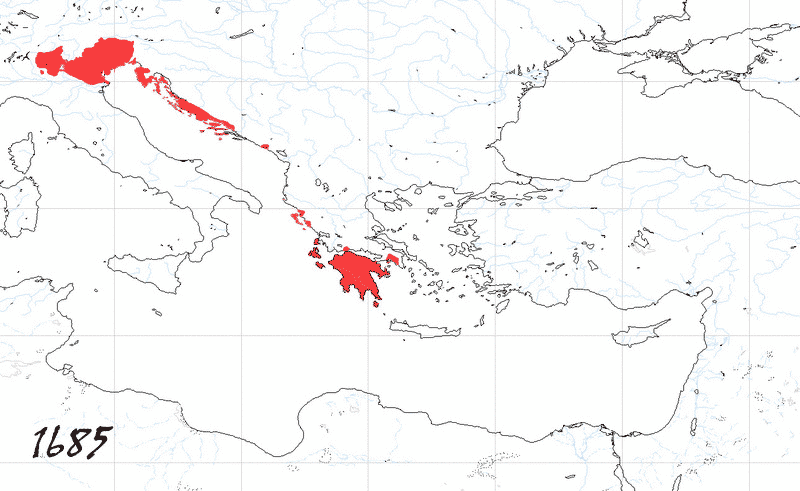 Storia di Venezia - Evoluzione Territoriale della Repubblica di Venezia, anno 1685