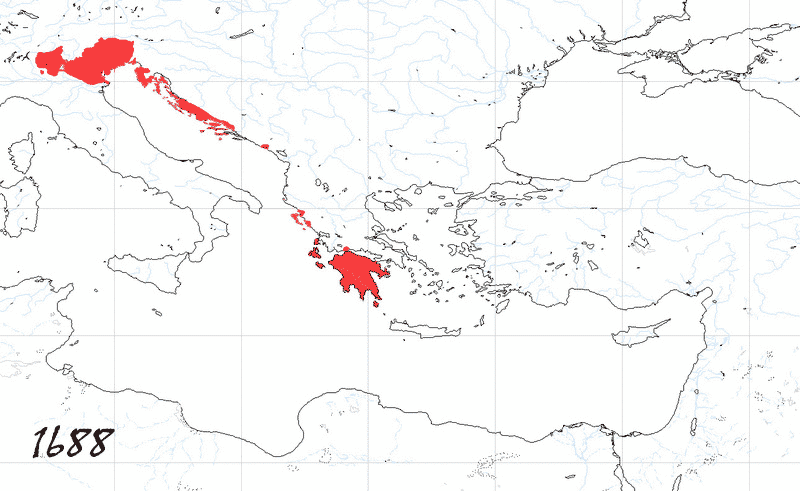 Storia di Venezia - Evoluzione Territoriale della Repubblica di Venezia, anno 1688