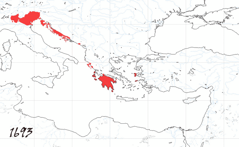 Storia di Venezia - Evoluzione Territoriale della Repubblica di Venezia, anno 1693