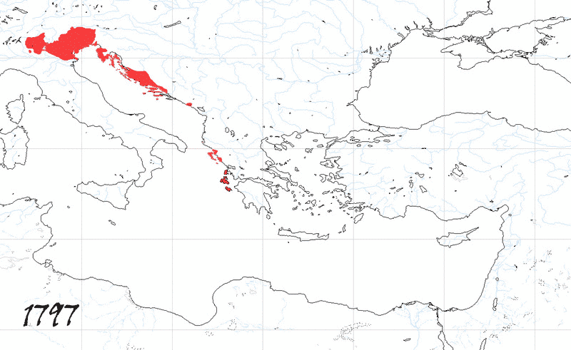 Storia di Venezia - Evoluzione Territoriale della Repubblica di Venezia, anno 1797