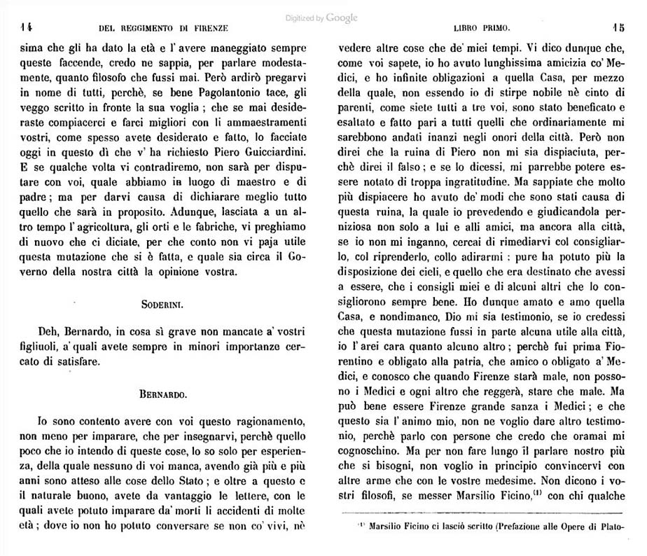 Storia di Venezia - Del Reggimento di Firenze, pagg. 14-15