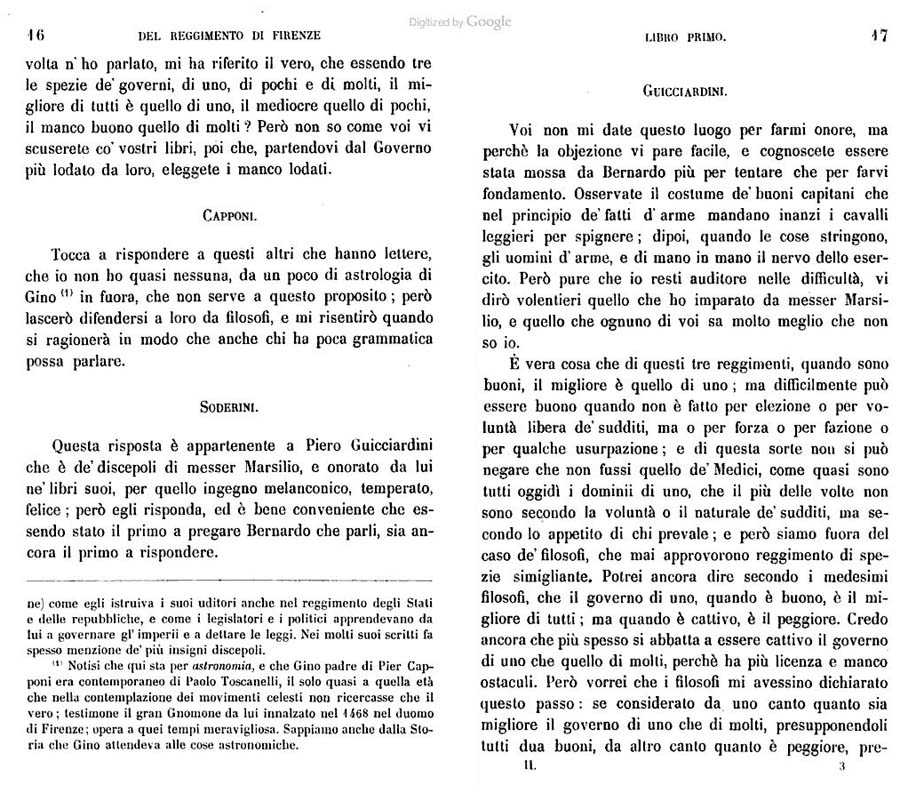 Storia di Venezia - Del Reggimento di Firenze, pagg. 16-17