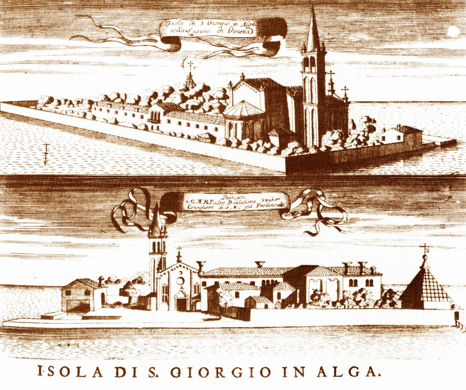 San Giorgio in Alga dall'Isolario veneto di Padre Coronelli